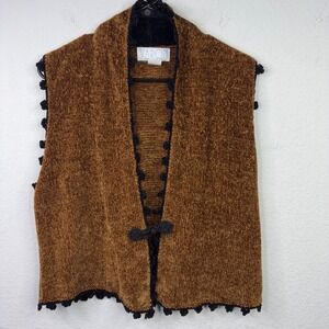 Vintage Varon Vest Womens OS Brown Chenille Handloomed USA Made Boho Whimsigoth